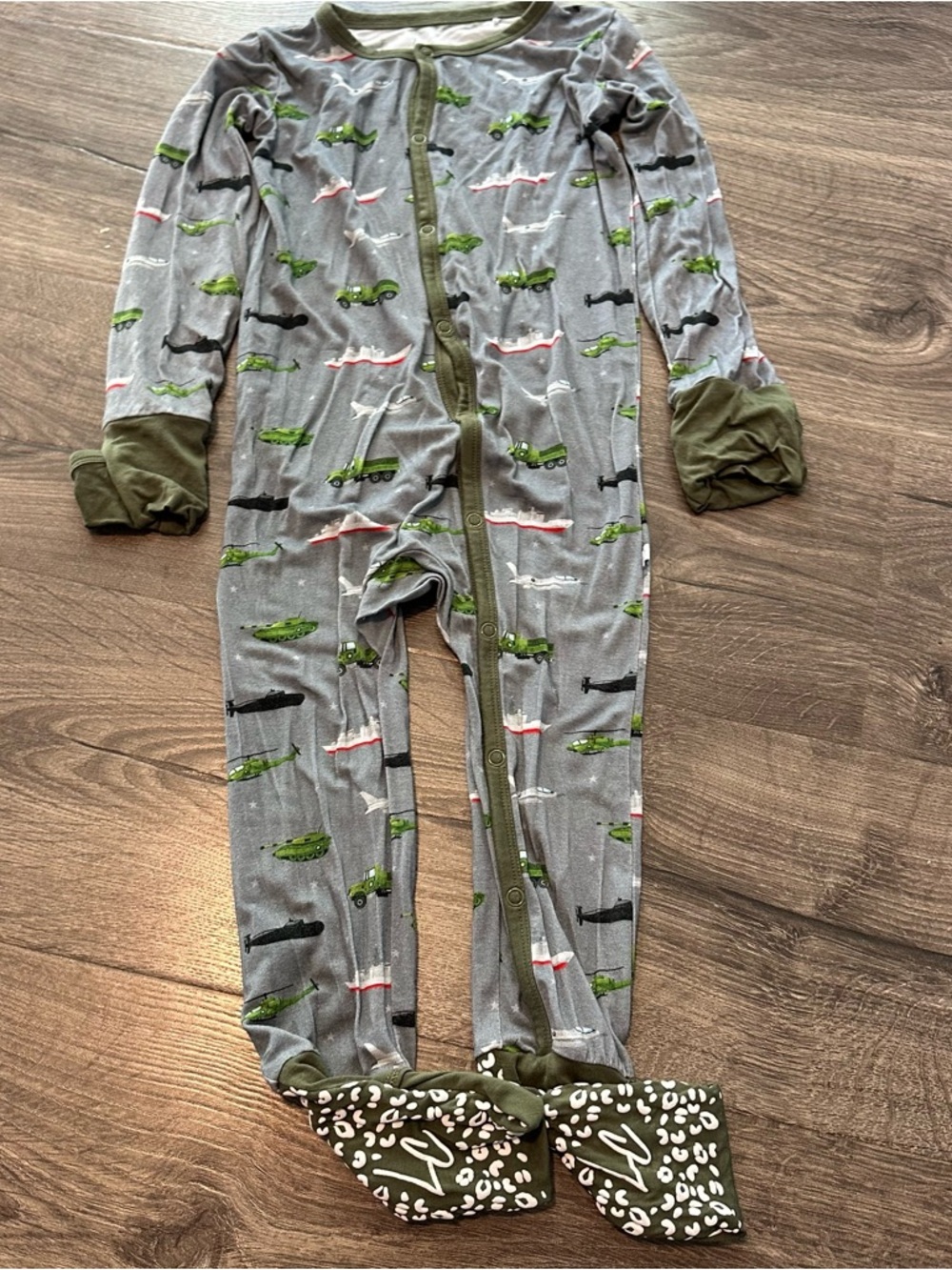 2t Toddler Boy Bamboo Sleeper Convertible Jumpsuit Military Theme